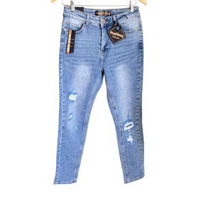 Simpl Young Curvy Skinny Jeans  High Rise Size 9 Blue Skinny Fit Distressed